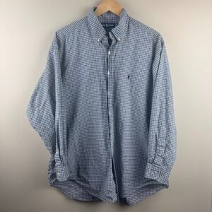 Ralph Lauren Yarmouth Mens 17-34 Navy White Micro Check Cotton Button Down Shirt